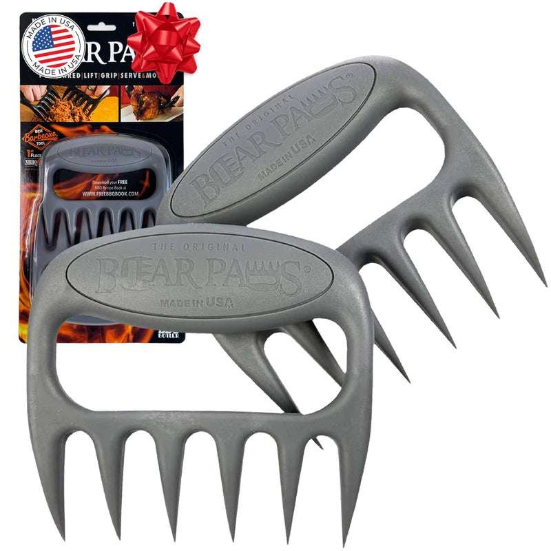 Bear Paws Meat Claws - The Original Meat Shredder Claws for Pulled Pork, USA Made - Easily Lift, Shred, Pull and Serve Pork, Chicken, Brisket and Turkey - Gift for Dad on Christmas! (Gray) - Image 1